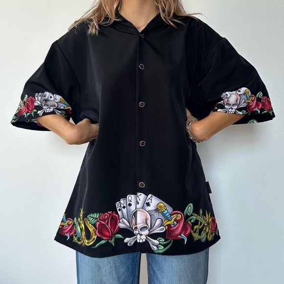 Nikki Sixx Dragonfly Poker Skull Shirt Size Large - Picture 4 of 8